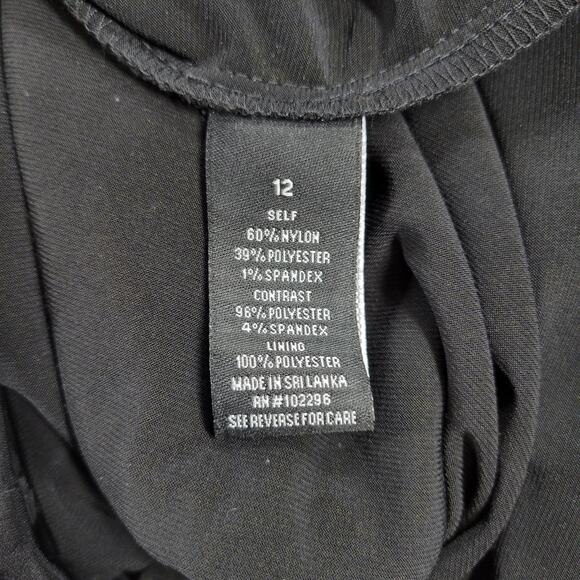 Dress Barn Collection Womens Dress 12 Black Floral Lace Ruched‎ Cocktail Party - Picture 2 of 12